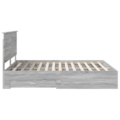 Bed Frame with Drawer Grey Sonoma 160 x 200 cm Engineered Wood