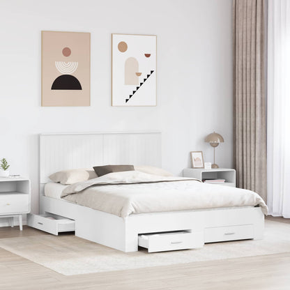 Bed Frame with Headboard White 150 x 200 cm Engineered Wood
