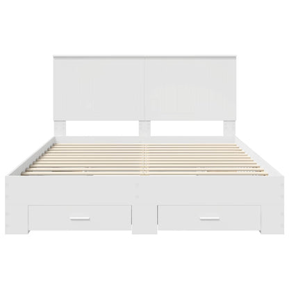 Bed Frame with Headboard White 150 x 200 cm Engineered Wood