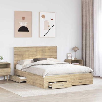 Bed Frame with Drawer Sonoma Oak 150 x 200 cm Engineered Wood