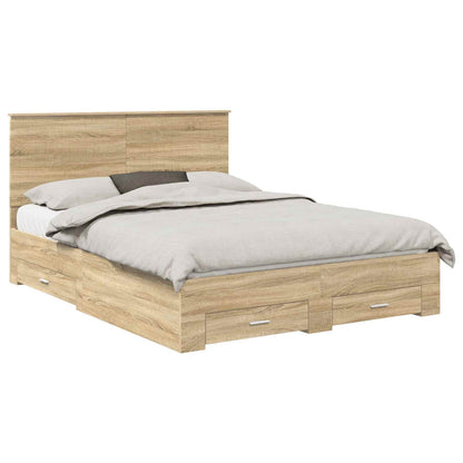 Bed Frame with Drawer Sonoma Oak 150 x 200 cm Engineered Wood