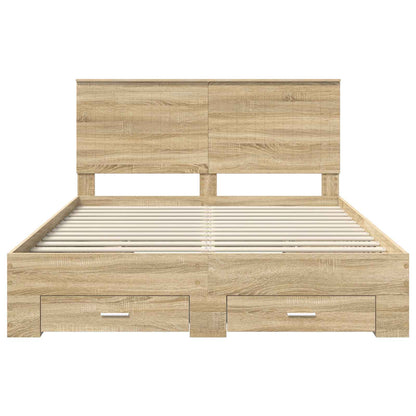 Bed Frame with Drawer Sonoma Oak 150 x 200 cm Engineered Wood