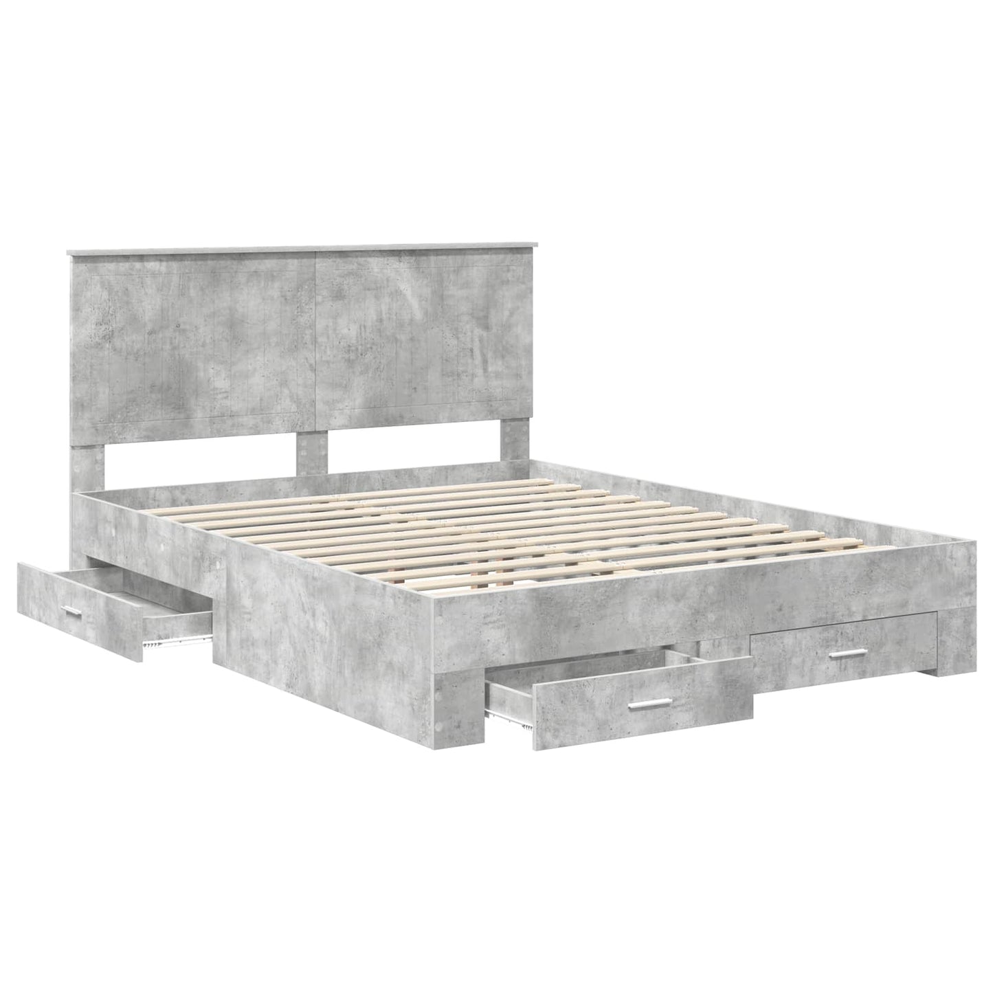 Bed Frame Concrete Grey 150 x 200 cm Engineered Wood