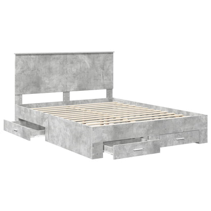 Bed Frame Concrete Grey 150 x 200 cm Engineered Wood
