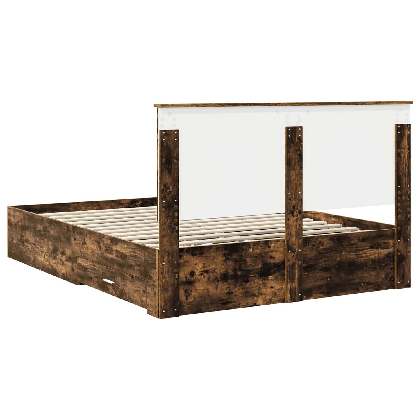 Bed Frame with Drawer Smoked Oak 150 x 200 cm Engineered Wood
