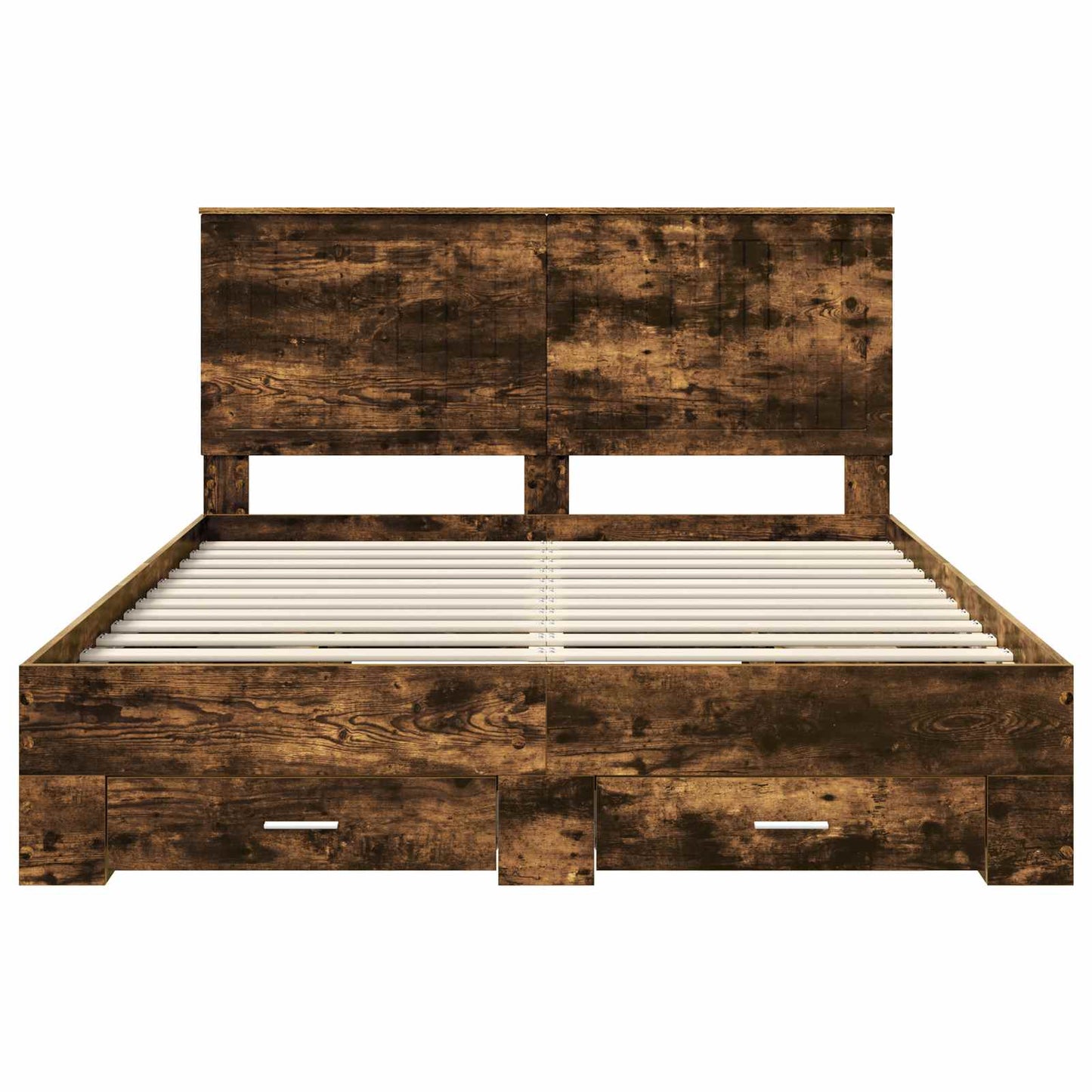 Bed Frame with Drawer Smoked Oak 150 x 200 cm Engineered Wood