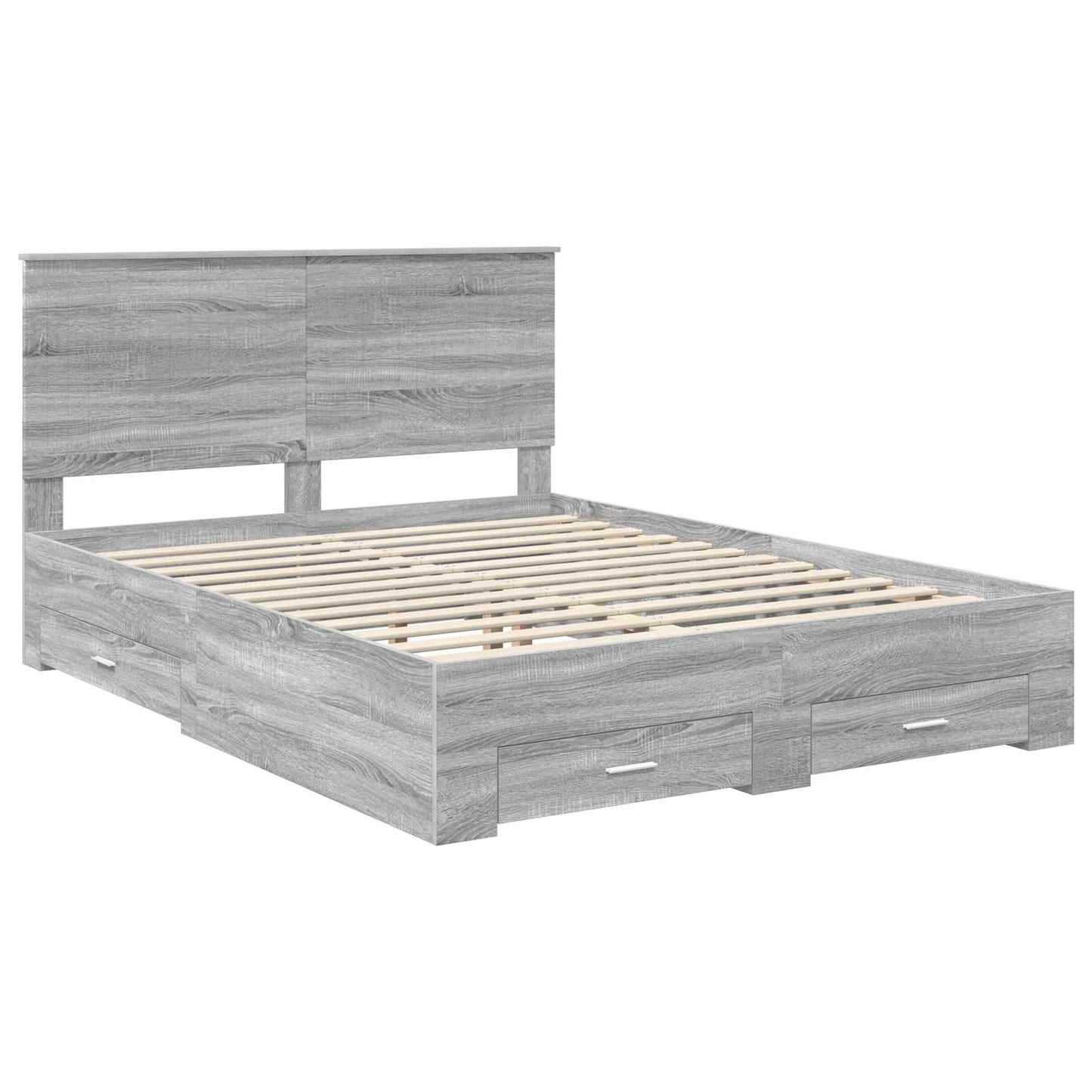 Bed Frame with Drawer Grey Sonoma 150 x 200 cm Engineered Wood