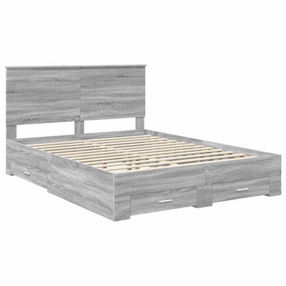 Bed Frame with Drawer Grey Sonoma 150 x 200 cm Engineered Wood