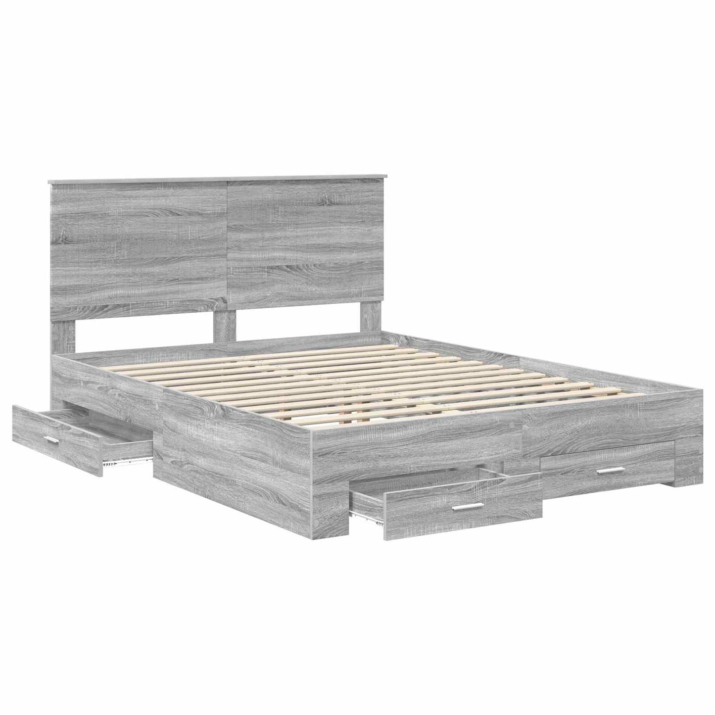 Bed Frame with Drawer Grey Sonoma 150 x 200 cm Engineered Wood