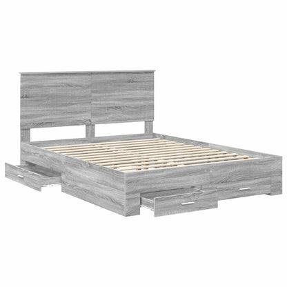 Bed Frame with Drawer Grey Sonoma 150 x 200 cm Engineered Wood
