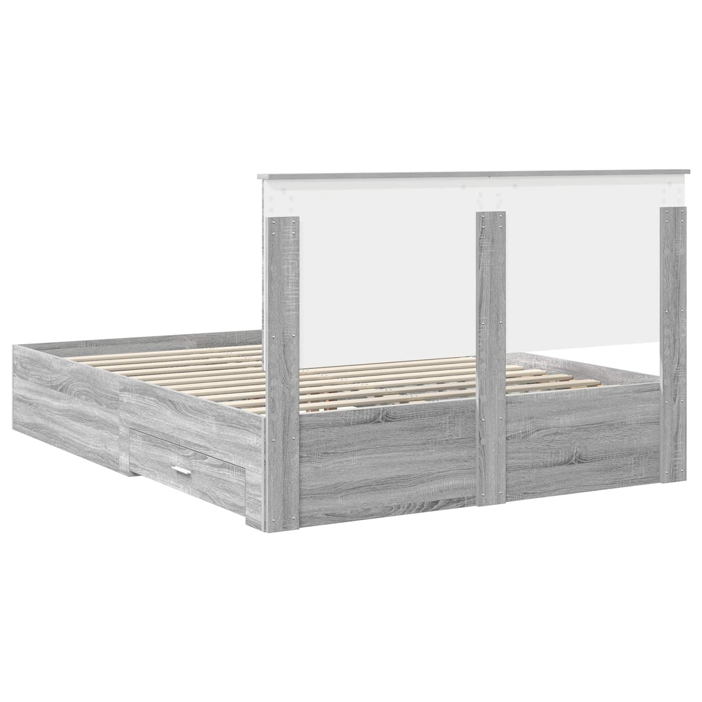 Bed Frame with Drawer Grey Sonoma 150 x 200 cm Engineered Wood