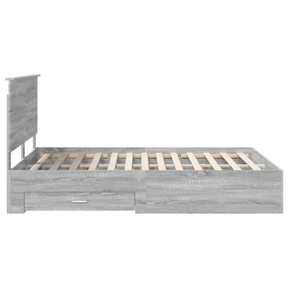 Bed Frame with Drawer Grey Sonoma 150 x 200 cm Engineered Wood