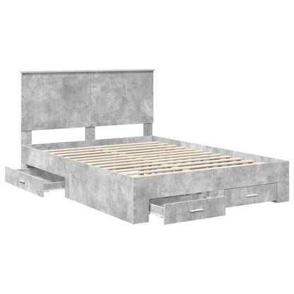 Bed Frame Concrete Grey 140 x 200 cm Engineered Wood