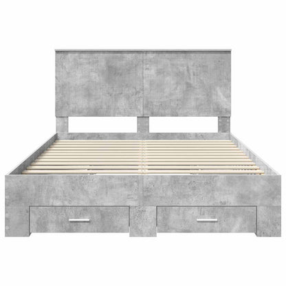Bed Frame Concrete Grey 140 x 200 cm Engineered Wood