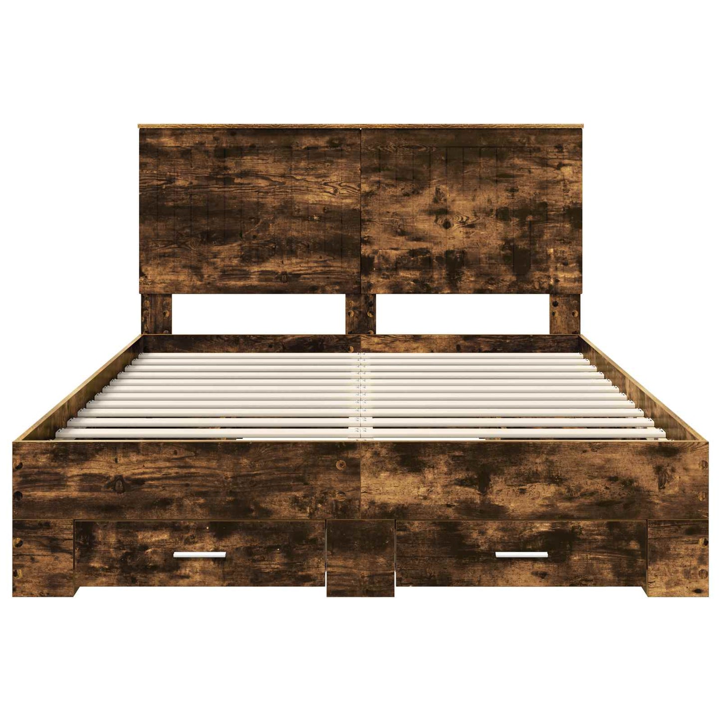 Bed Frame with Drawer Smoked Oak 140 x 200 cm Engineered Wood