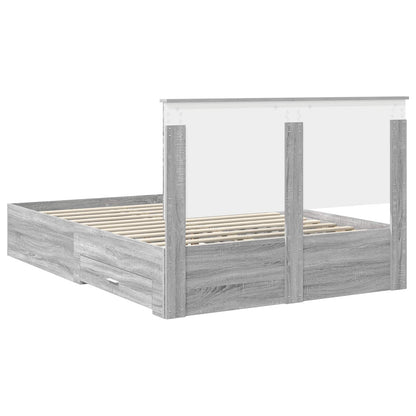 Bed Frame with Drawer Grey Sonoma 140 x 200 cm Engineered Wood