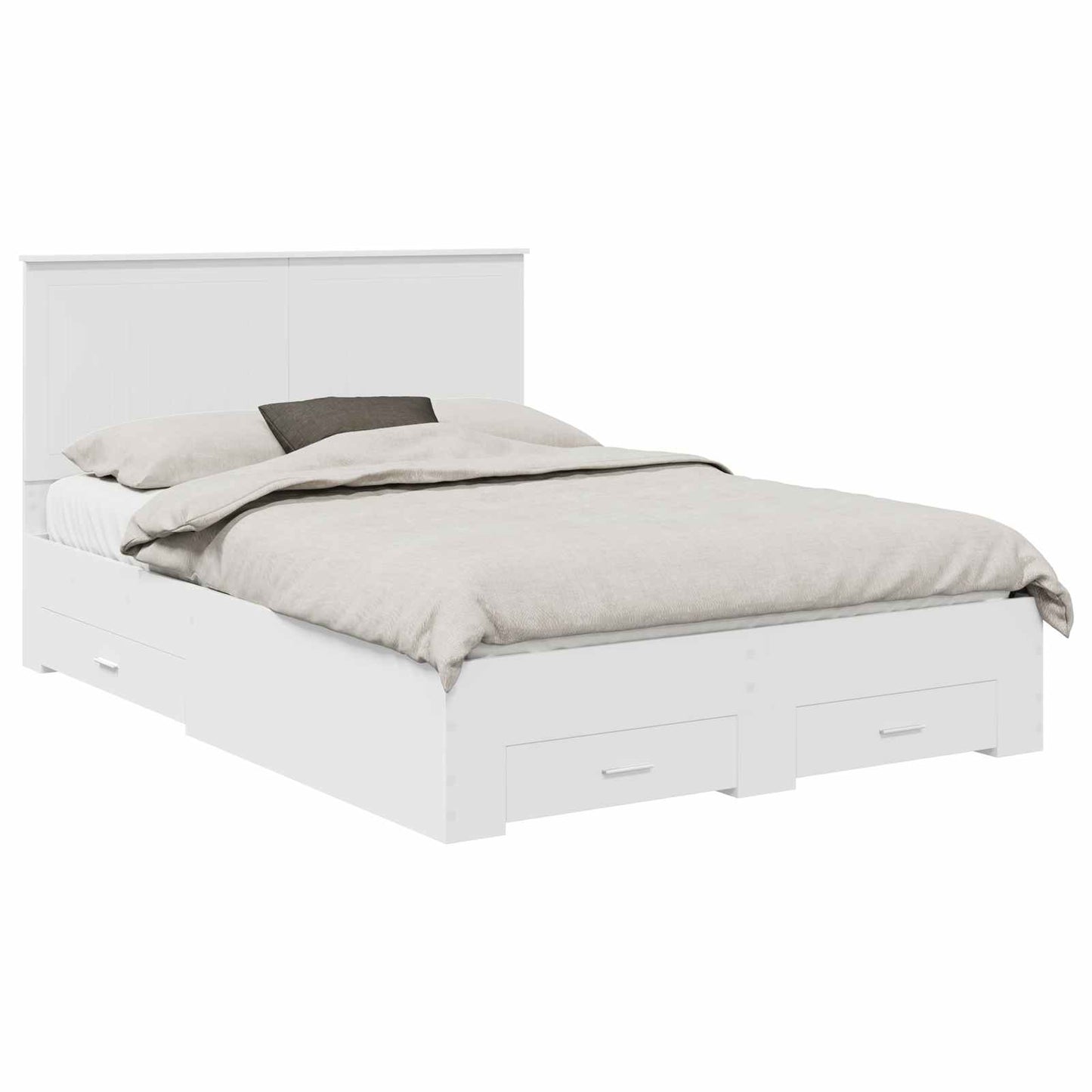 Bed Frame with Headboard White 140 x 190 cm Engineered Wood