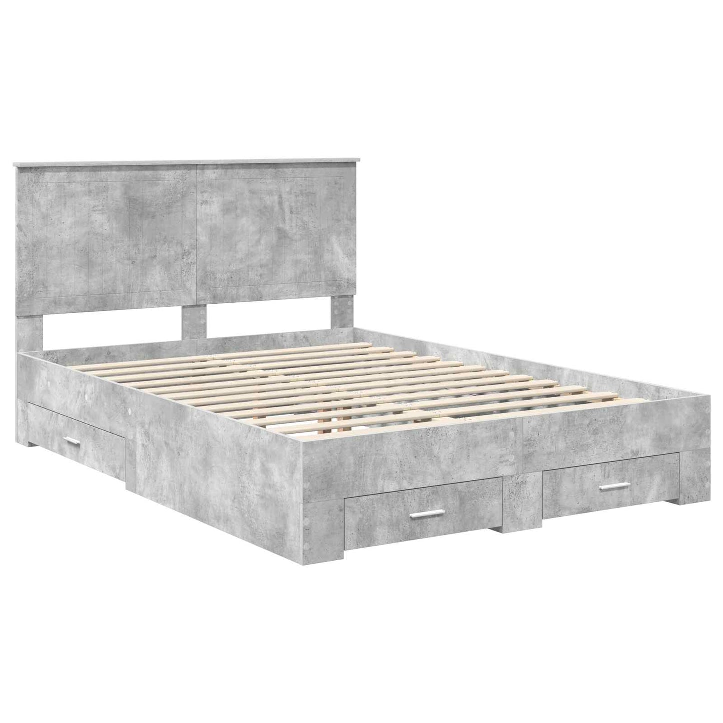 Bed Frame Concrete Grey 140 x 190 cm Engineered Wood