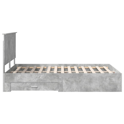 Bed Frame Concrete Grey 140 x 190 cm Engineered Wood