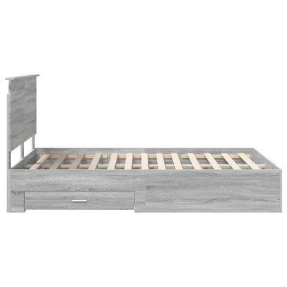 Bed Frame with Drawer Grey Sonoma 140 x 190 cm Engineered Wood