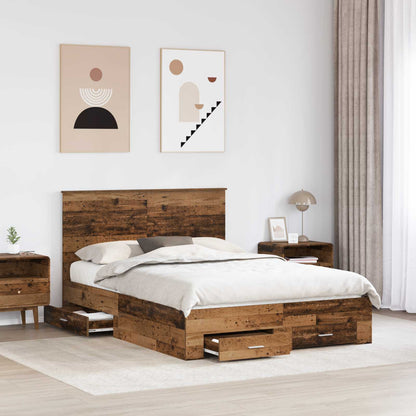 Bed Frame with Headboard Old Wood 140 x 190 cm Engineered Wood