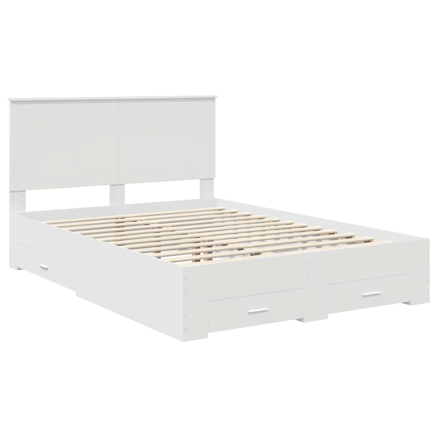 Bed Frame with Headboard White 135 x 190 cm Engineered Wood