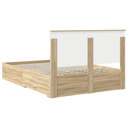 Bed Frame with Drawer Sonoma Oak 135 x 190 cm Engineered Wood
