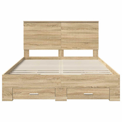 Bed Frame with Drawer Sonoma Oak 135 x 190 cm Engineered Wood