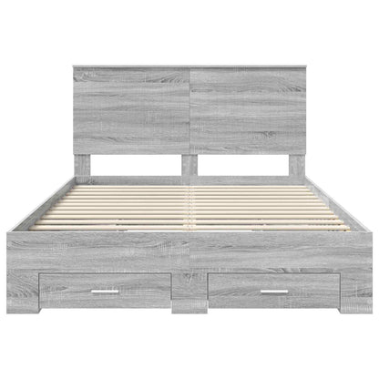 Bed Frame with Drawer Grey Sonoma 135 x 190 cm Engineered Wood