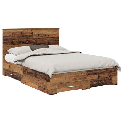 Bed Frame with Headboard Old Wood 135 x 190 cm Engineered Wood