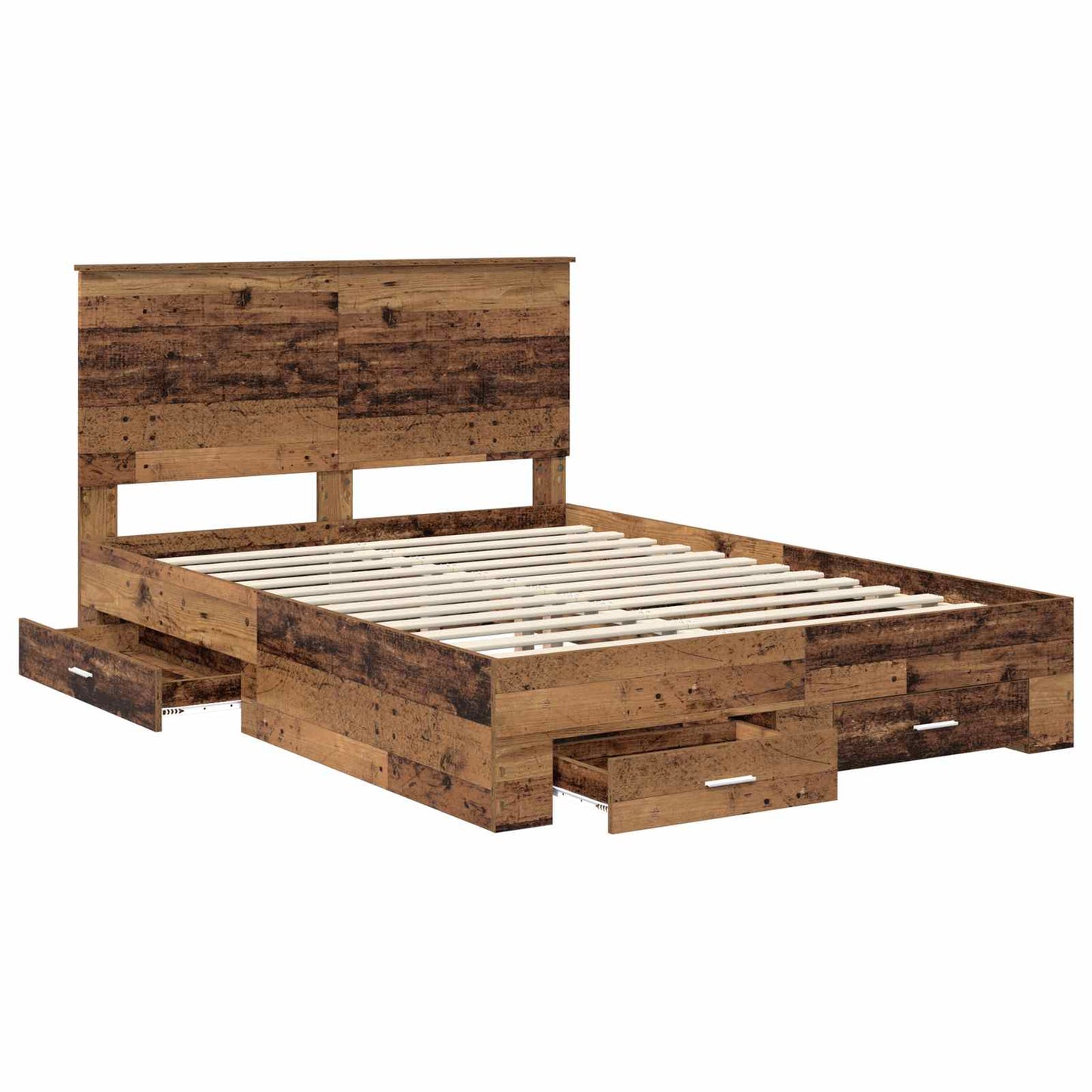 Bed Frame with Headboard Old Wood 135 x 190 cm Engineered Wood