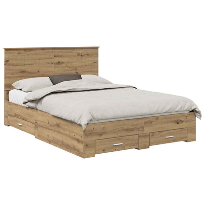 Bed Frame with Drawer Artisan Oak 135 x 190 cm Engineered Wood