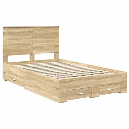 Bed Frame with Drawer Sonoma Oak 120 x 200 cm Engineered Wood