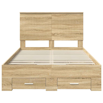 Bed Frame with Drawer Sonoma Oak 120 x 200 cm Engineered Wood