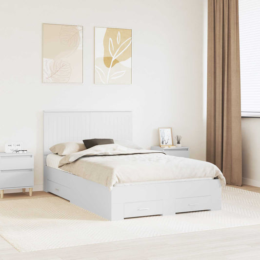 Bed Frame with Headboard White 120 x 190 cm Engineered Wood