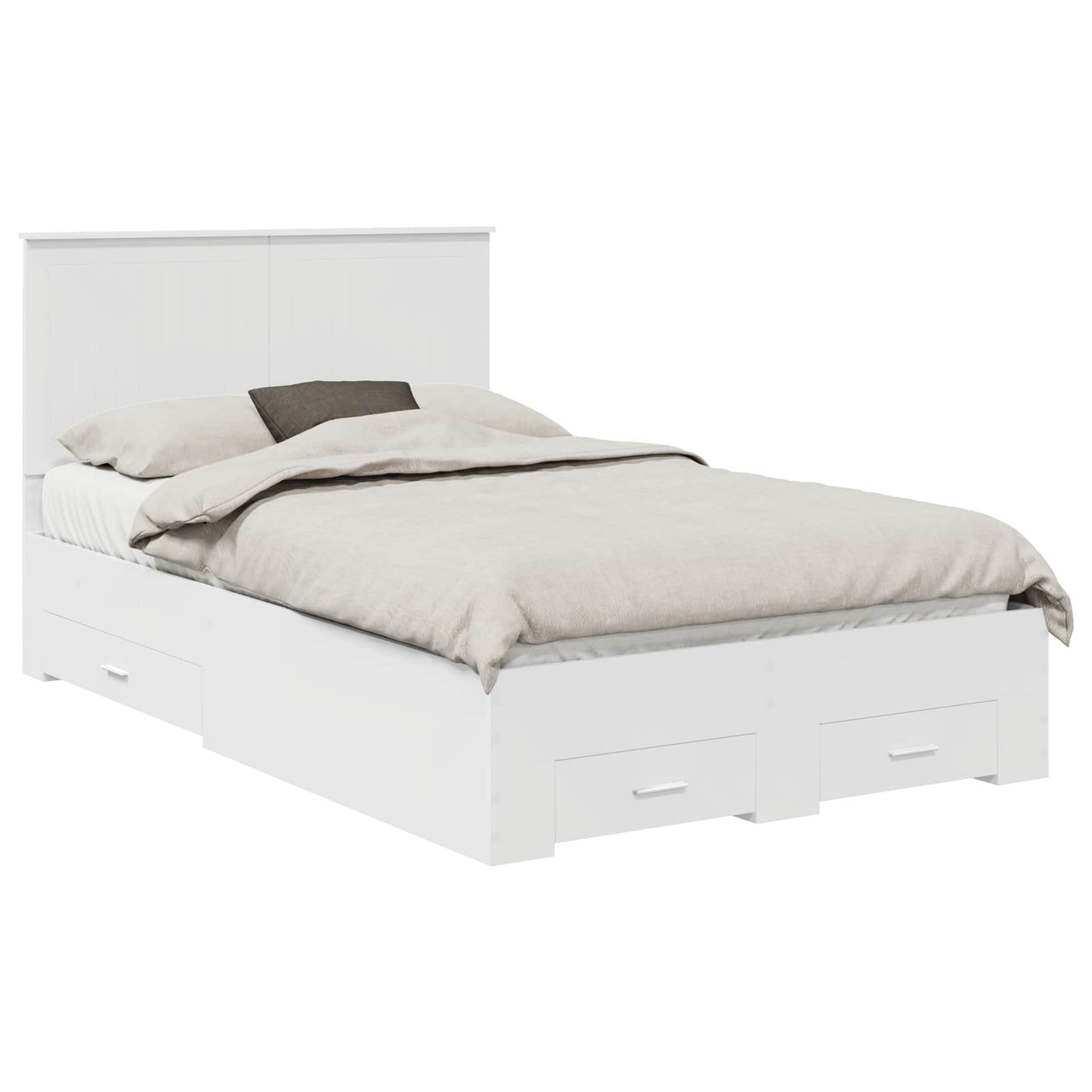 Bed Frame with Headboard White 120 x 190 cm Engineered Wood
