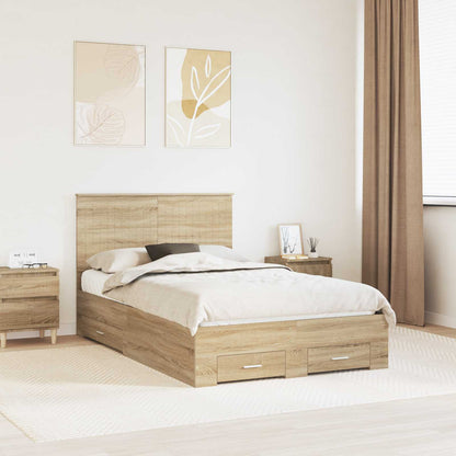 Bed Frame with Drawer Sonoma Oak 120 x 190 cm Engineered Wood