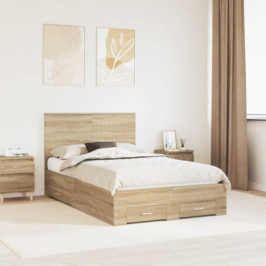 Bed Frame with Drawer Sonoma Oak 120 x 190 cm Engineered Wood