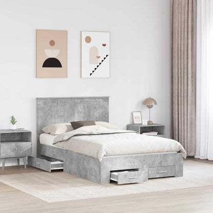Bed Frame Concrete Grey 120 x 190 cm Engineered Wood