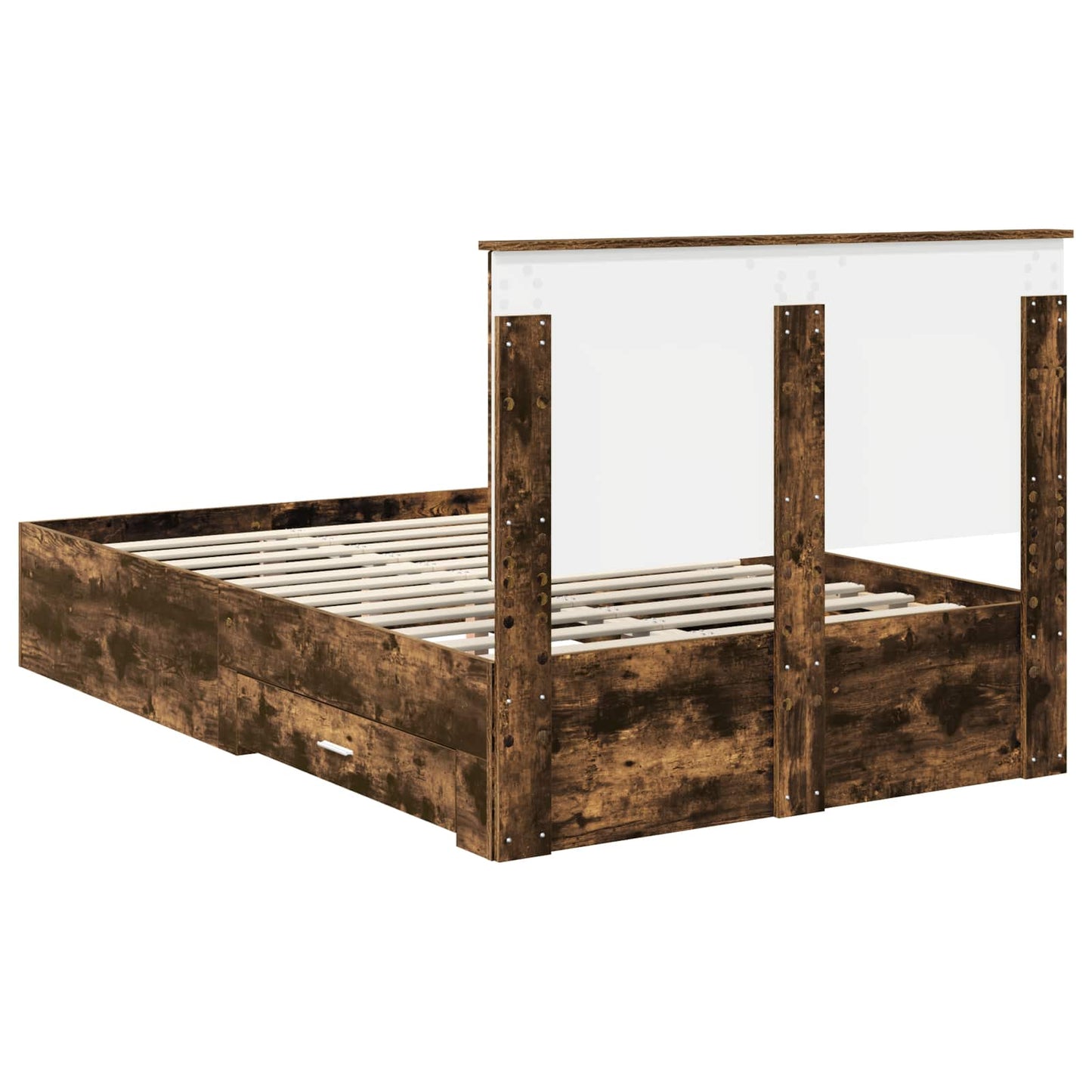 Bed Frame with Drawer Smoked Oak 120 x 190 cm Engineered Wood
