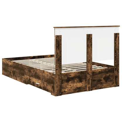 Bed Frame with Drawer Smoked Oak 120 x 190 cm Engineered Wood