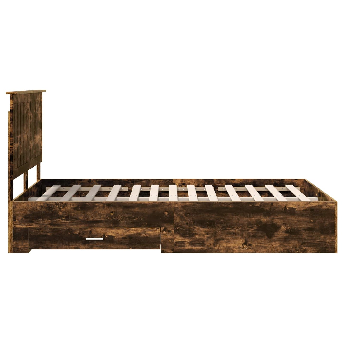 Bed Frame with Drawer Smoked Oak 120 x 190 cm Engineered Wood