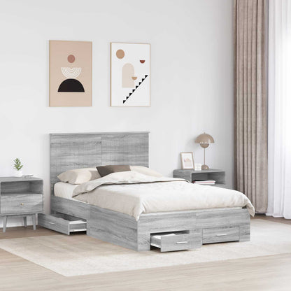 Bed Frame with Drawer Grey Sonoma 120 x 190 cm Engineered Wood