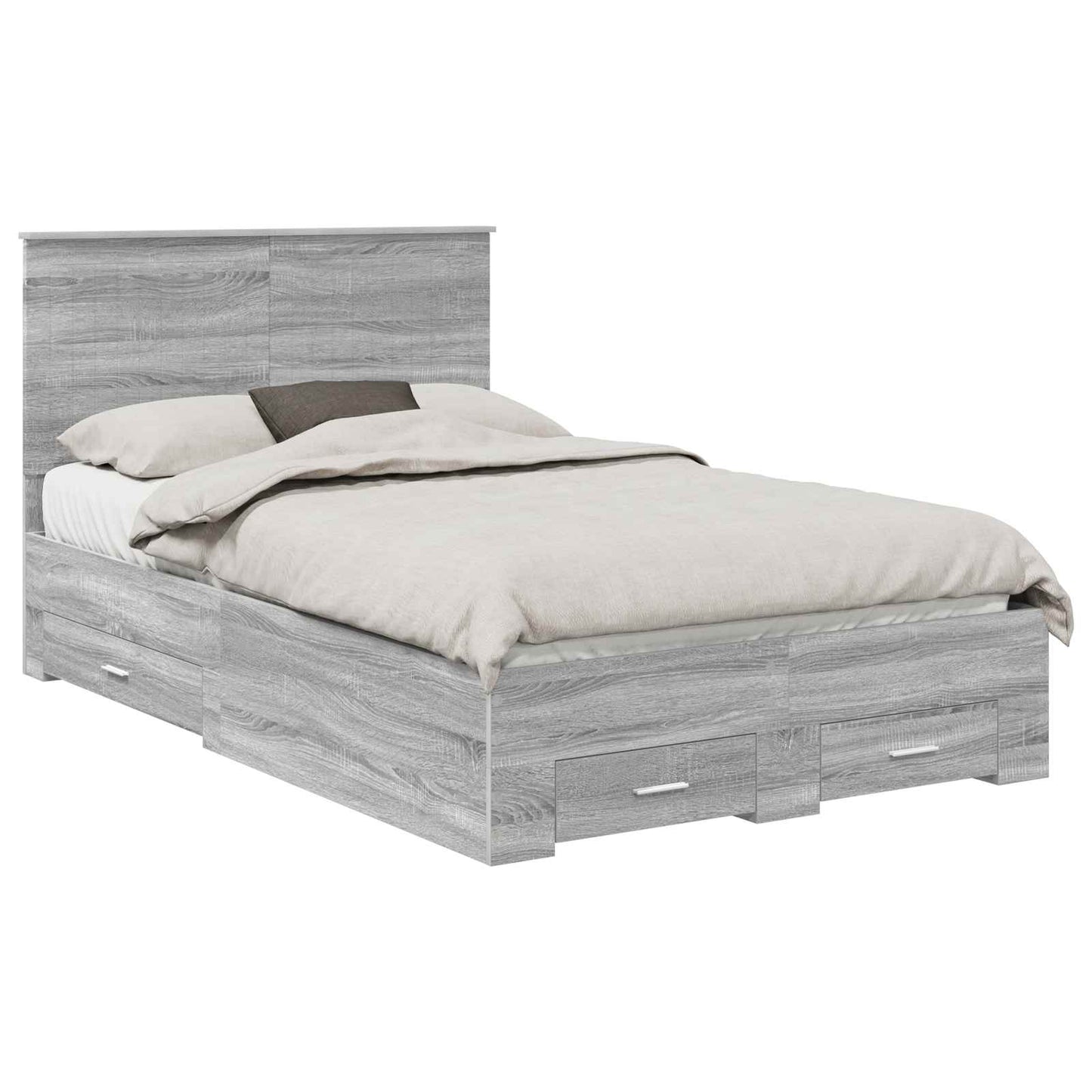 Bed Frame with Drawer Grey Sonoma 120 x 190 cm Engineered Wood