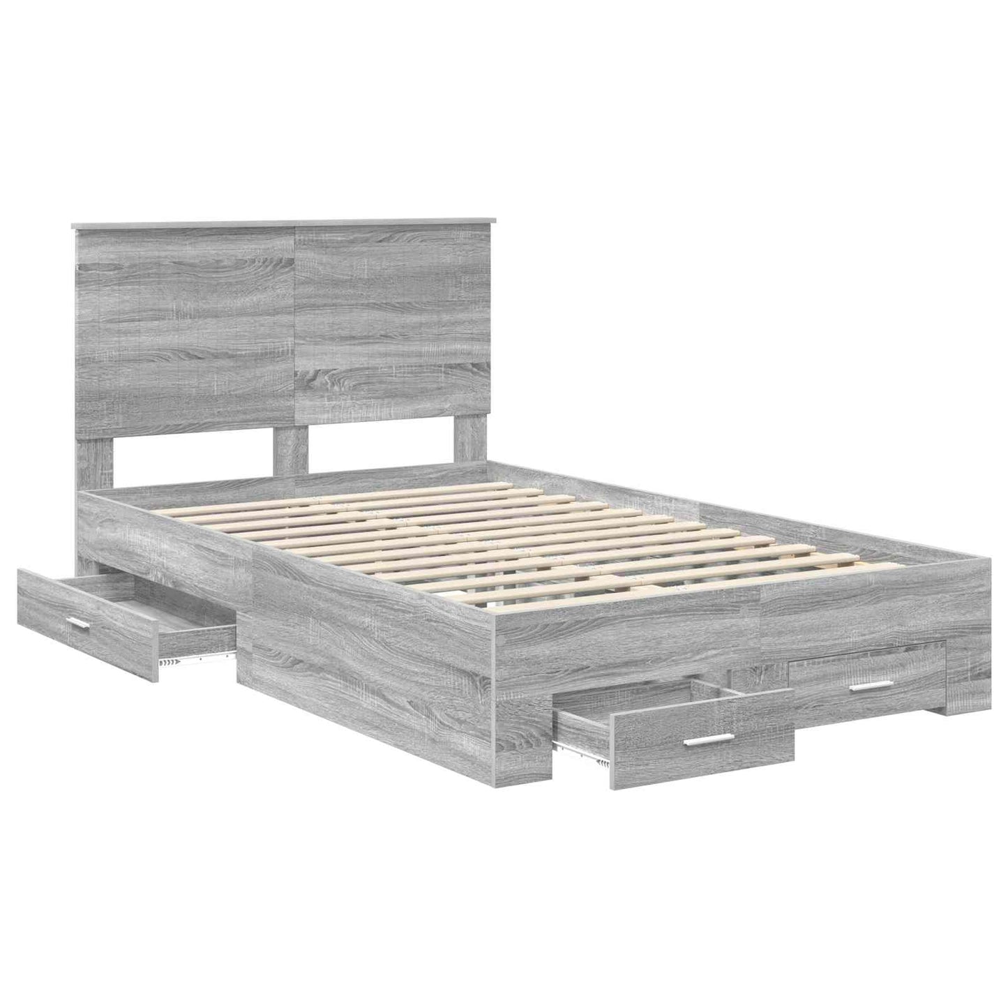Bed Frame with Drawer Grey Sonoma 120 x 190 cm Engineered Wood