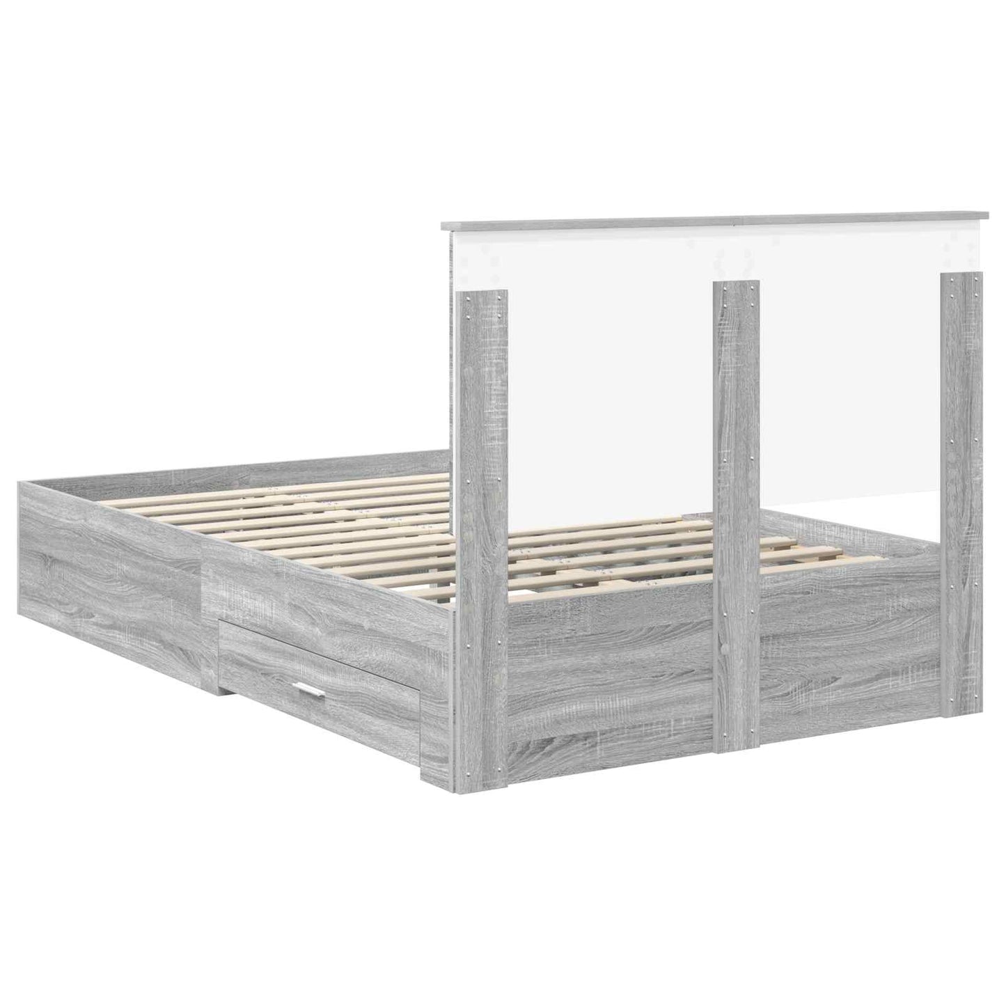 Bed Frame with Drawer Grey Sonoma 120 x 190 cm Engineered Wood