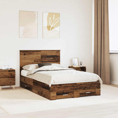 Bed Frame with Headboard Old Wood 120 x 190 cm Engineered Wood