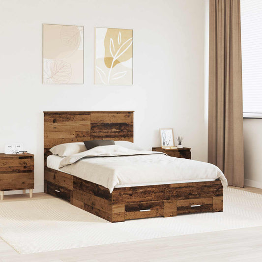 Bed Frame with Headboard Old Wood 120 x 190 cm Engineered Wood