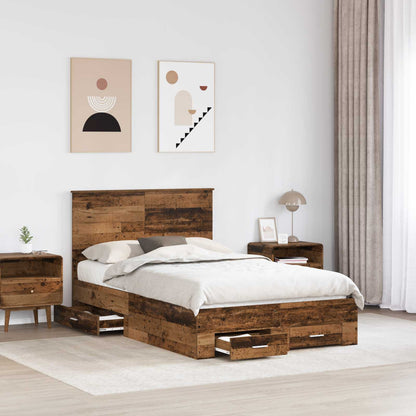 Bed Frame with Headboard Old Wood 120 x 190 cm Engineered Wood