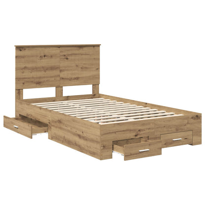 Bed Frame with Drawer Artisan Oak 120 x 190 cm Engineered Wood